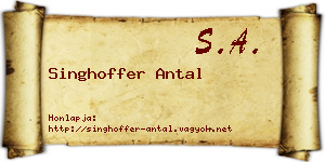 Singhoffer Antal névjegykártya